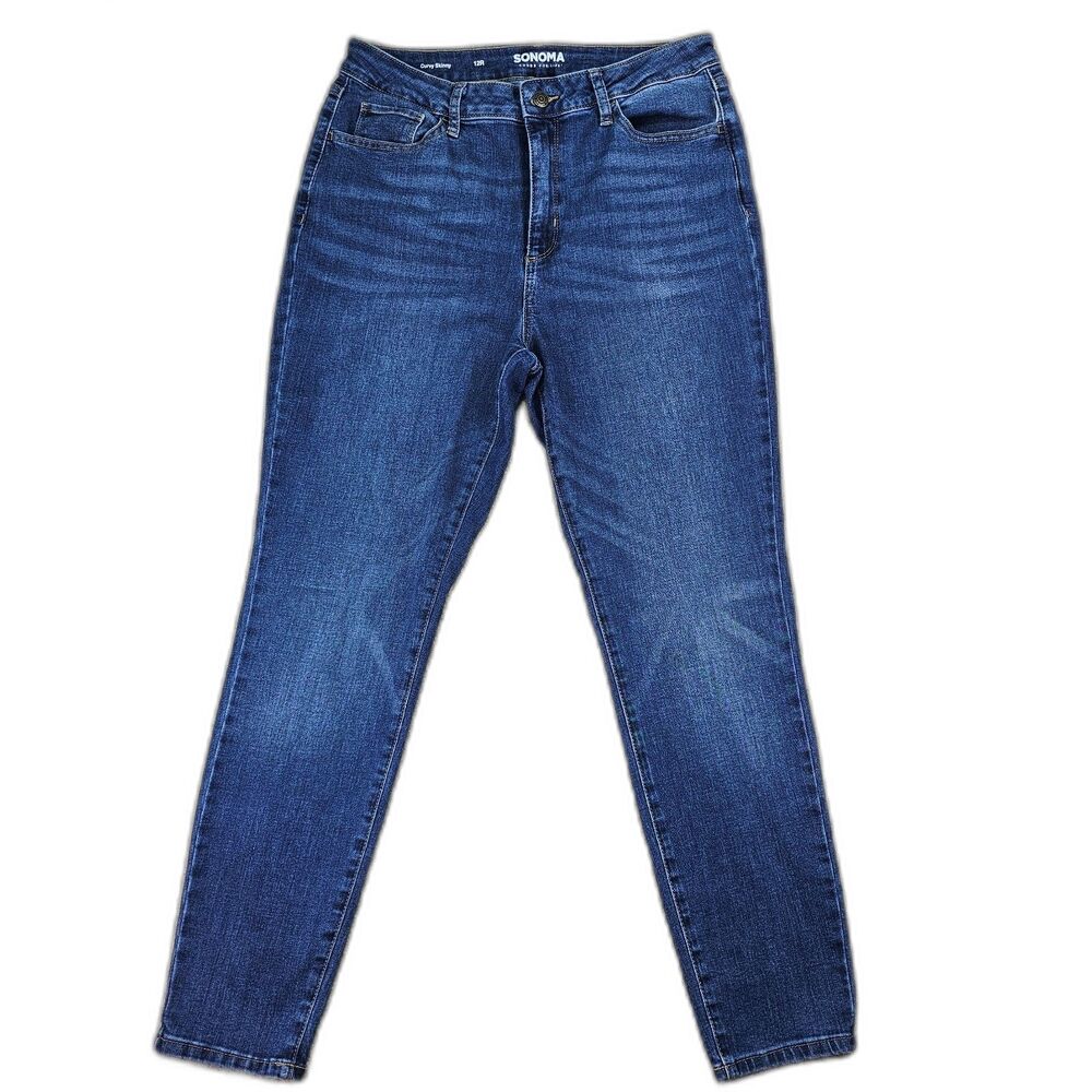 Sonoma Curvy Skinny Jeans Women's 12R Blue Mid Rise Stretch Denim 30x28 - Picture 2 of 12